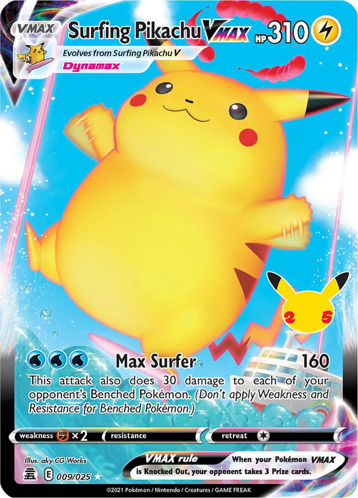 Surfing Pikachu VMAX #009/025 - Celebrations - English Raw Card